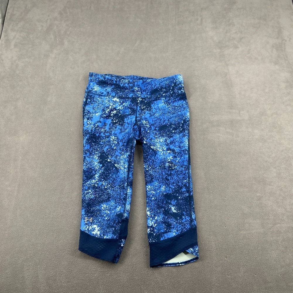 Under Armour Compression Capri‎ Leggings Sz M Multi Abstract Marble Cropped